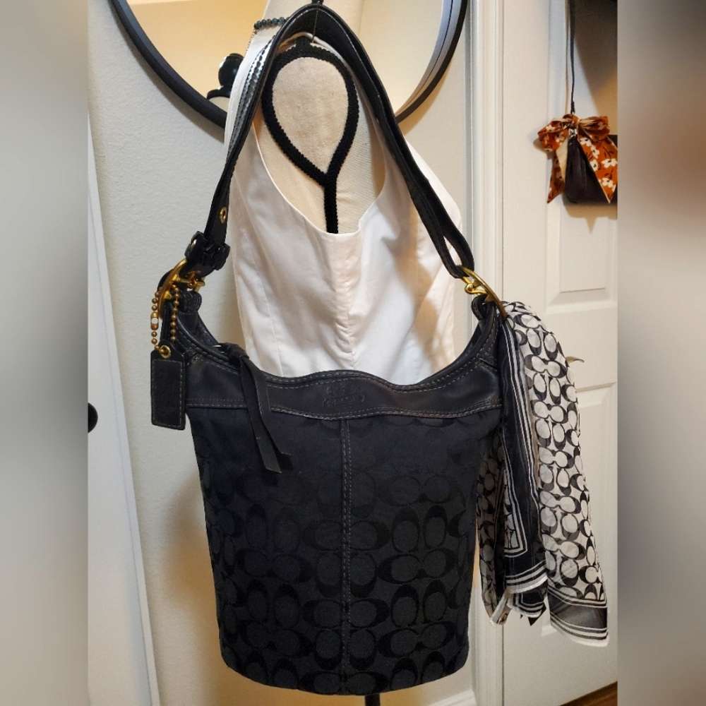 Vintage Coach Signature Jacquard Bucket Bag